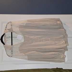 Hayden Los Angeles Cream Boho Lace Button Down Top XL